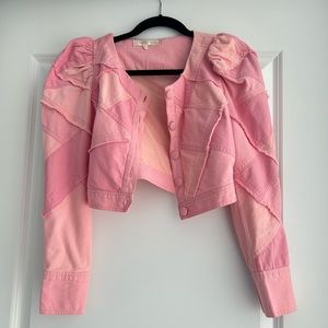 Loveshackfancy pink crop jacket